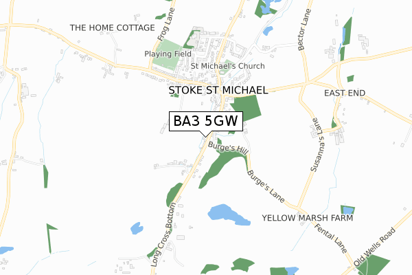 BA3 5GW map - small scale - OS Open Zoomstack (Ordnance Survey)