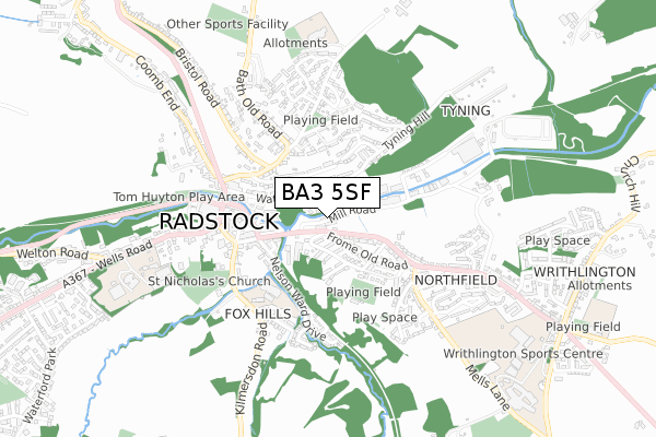 BA3 5SF map - small scale - OS Open Zoomstack (Ordnance Survey)