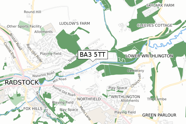 BA3 5TT map - small scale - OS Open Zoomstack (Ordnance Survey)