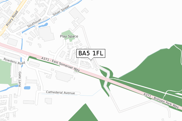 BA5 1FL map - large scale - OS Open Zoomstack (Ordnance Survey)