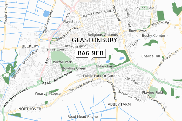 BA6 9EB map - small scale - OS Open Zoomstack (Ordnance Survey)