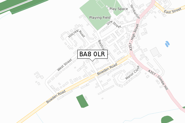 BA8 0LR map - large scale - OS Open Zoomstack (Ordnance Survey)