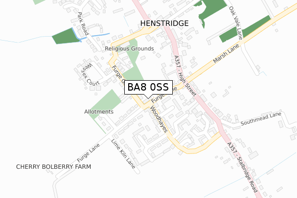 BA8 0SS map - large scale - OS Open Zoomstack (Ordnance Survey)