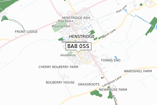 BA8 0SS map - small scale - OS Open Zoomstack (Ordnance Survey)