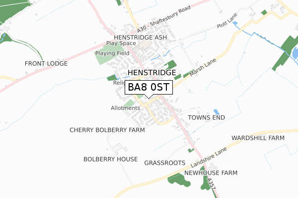 BA8 0ST map - small scale - OS Open Zoomstack (Ordnance Survey)