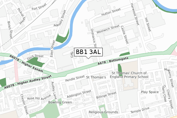 BB1 3AL map - large scale - OS Open Zoomstack (Ordnance Survey)