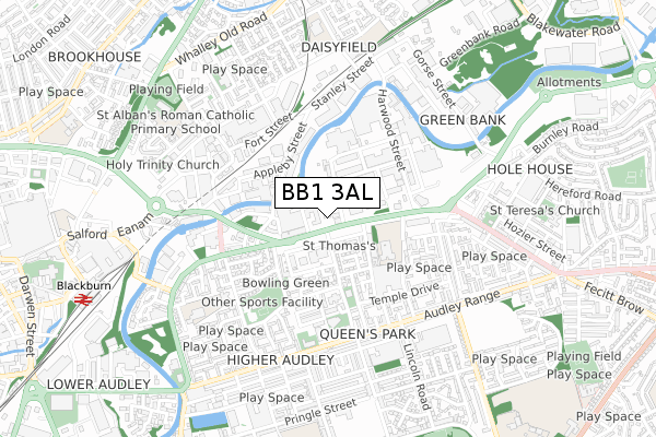 BB1 3AL map - small scale - OS Open Zoomstack (Ordnance Survey)