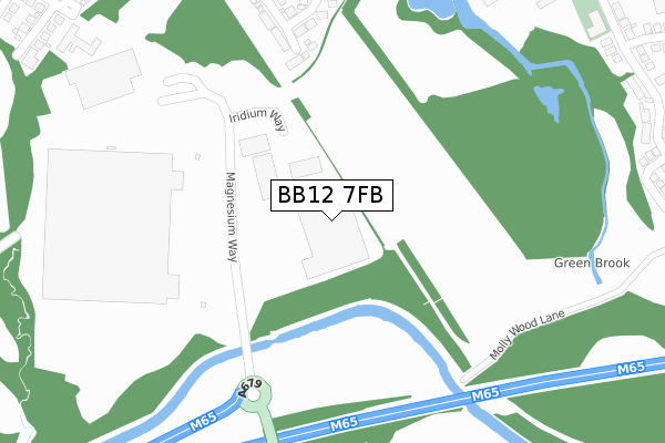 BB12 7FB map - large scale - OS Open Zoomstack (Ordnance Survey)