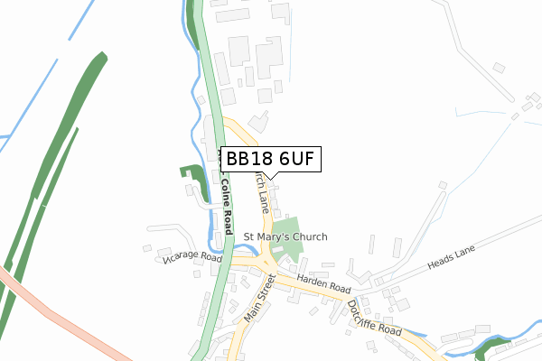 BB18 6UF map - large scale - OS Open Zoomstack (Ordnance Survey)