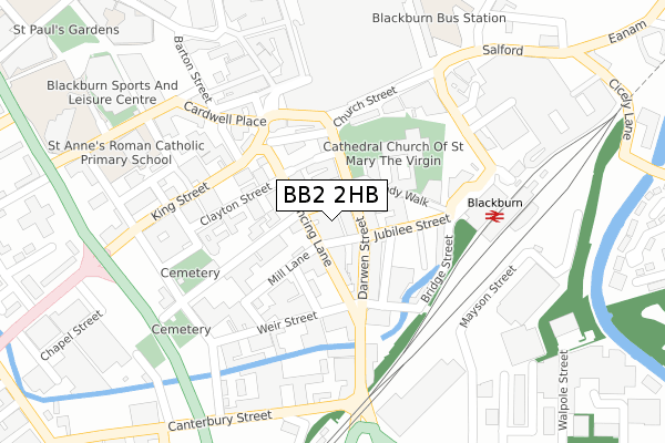 BB2 2HB map - large scale - OS Open Zoomstack (Ordnance Survey)