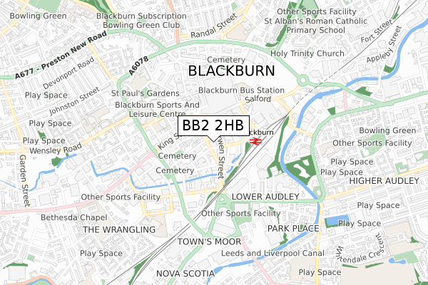 BB2 2HB map - small scale - OS Open Zoomstack (Ordnance Survey)