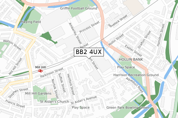 BB2 4UX map - large scale - OS Open Zoomstack (Ordnance Survey)