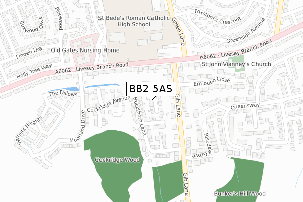 BB2 5AS map - large scale - OS Open Zoomstack (Ordnance Survey)