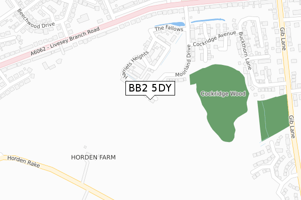 BB2 5DY map - large scale - OS Open Zoomstack (Ordnance Survey)