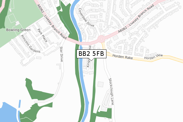 BB2 5FB map - large scale - OS Open Zoomstack (Ordnance Survey)