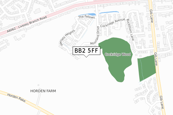 BB2 5FF map - large scale - OS Open Zoomstack (Ordnance Survey)