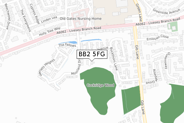 BB2 5FG map - large scale - OS Open Zoomstack (Ordnance Survey)