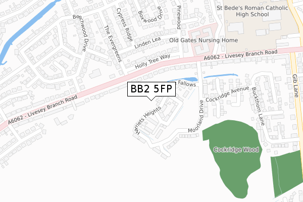 BB2 5FP map - large scale - OS Open Zoomstack (Ordnance Survey)