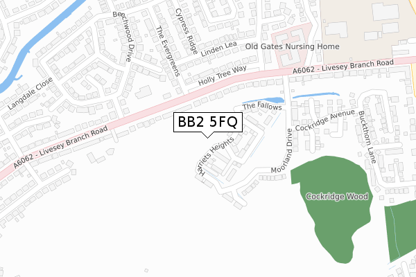 BB2 5FQ map - large scale - OS Open Zoomstack (Ordnance Survey)