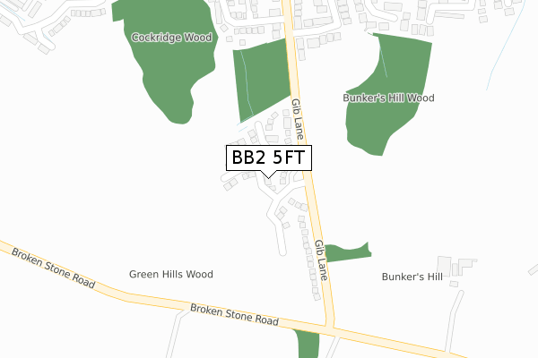 BB2 5FT map - large scale - OS Open Zoomstack (Ordnance Survey)