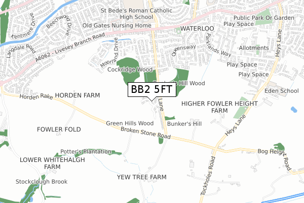 BB2 5FT map - small scale - OS Open Zoomstack (Ordnance Survey)