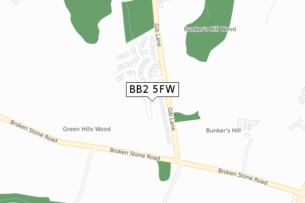 BB2 5FW map - large scale - OS Open Zoomstack (Ordnance Survey)