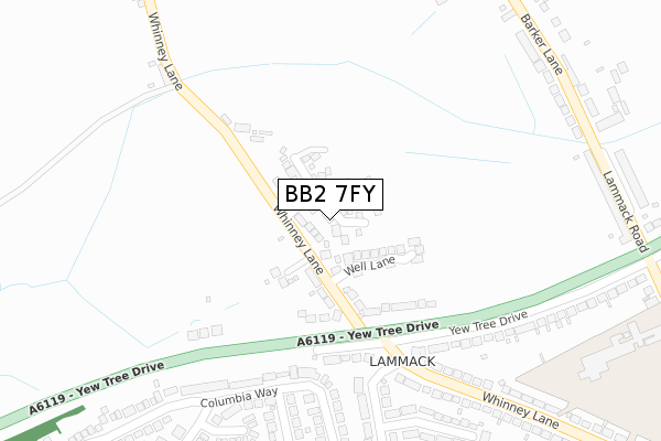 BB2 7FY map - large scale - OS Open Zoomstack (Ordnance Survey)