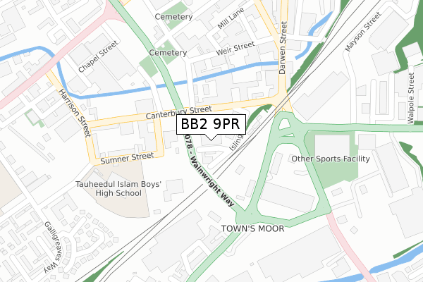 BB2 9PR map - large scale - OS Open Zoomstack (Ordnance Survey)