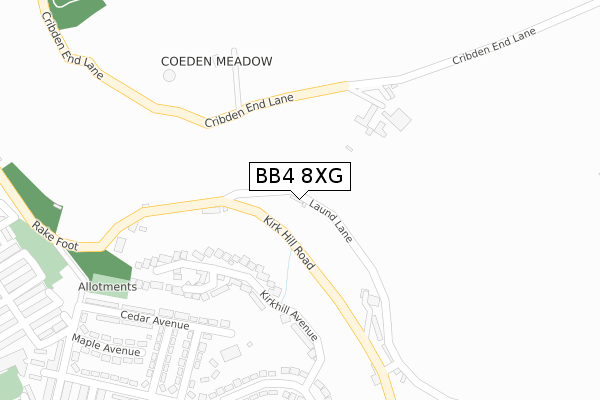 BB4 8XG map - large scale - OS Open Zoomstack (Ordnance Survey)