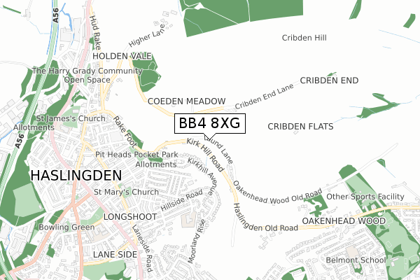 BB4 8XG map - small scale - OS Open Zoomstack (Ordnance Survey)