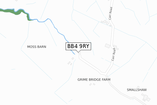 BB4 9RY map - large scale - OS Open Zoomstack (Ordnance Survey)