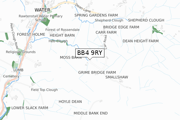 BB4 9RY map - small scale - OS Open Zoomstack (Ordnance Survey)