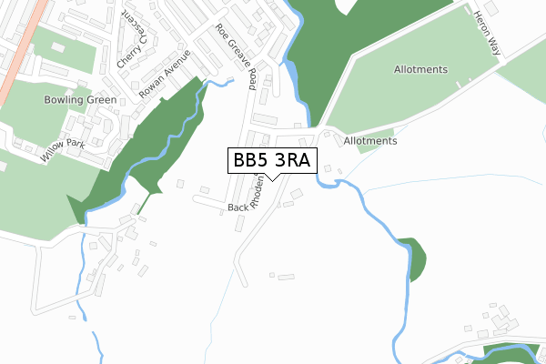 BB5 3RA map - large scale - OS Open Zoomstack (Ordnance Survey)