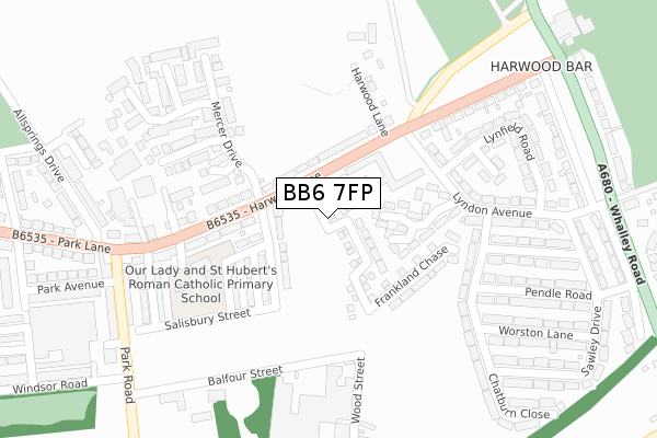 BB6 7FP map - large scale - OS Open Zoomstack (Ordnance Survey)