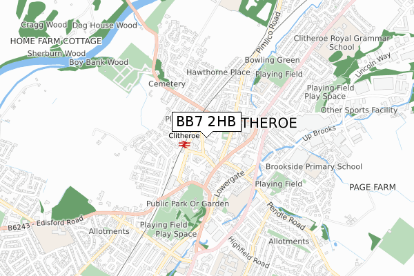 BB7 2HB map - small scale - OS Open Zoomstack (Ordnance Survey)