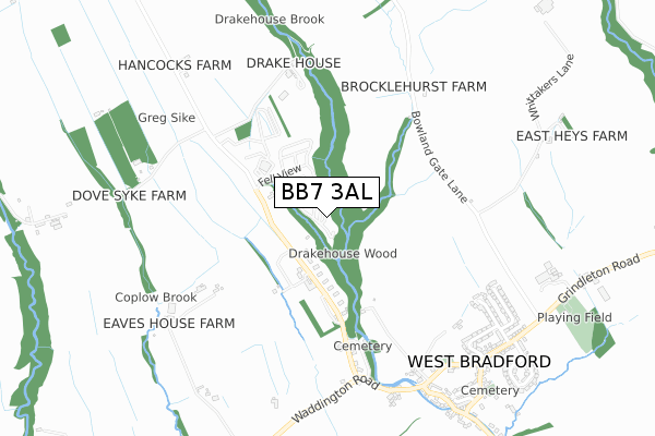 BB7 3AL map - small scale - OS Open Zoomstack (Ordnance Survey)