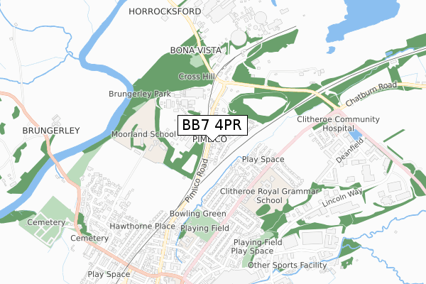 BB7 4PR map - small scale - OS Open Zoomstack (Ordnance Survey)