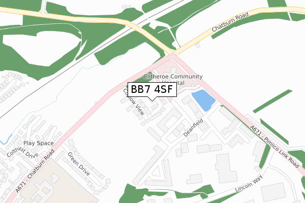 BB7 4SF map - large scale - OS Open Zoomstack (Ordnance Survey)