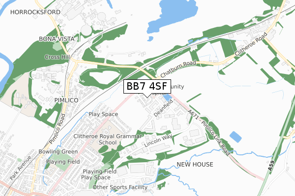 BB7 4SF map - small scale - OS Open Zoomstack (Ordnance Survey)