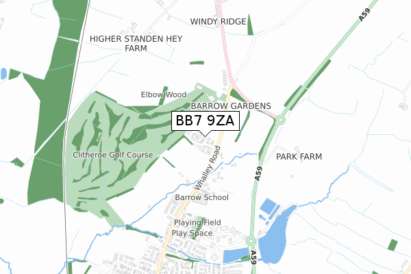 BB7 9ZA map - small scale - OS Open Zoomstack (Ordnance Survey)