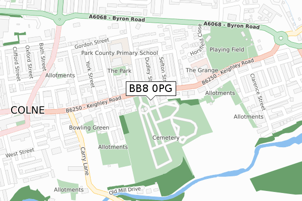 BB8 0PG map - large scale - OS Open Zoomstack (Ordnance Survey)