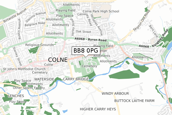 BB8 0PG map - small scale - OS Open Zoomstack (Ordnance Survey)