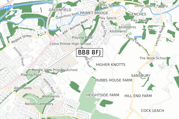 BB8 8FJ map - small scale - OS Open Zoomstack (Ordnance Survey)