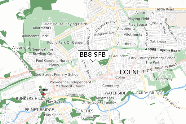 BB8 9FB map - small scale - OS Open Zoomstack (Ordnance Survey)