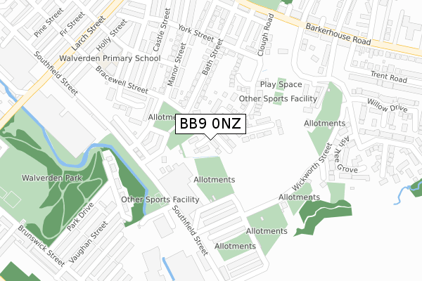 BB9 0NZ map - large scale - OS Open Zoomstack (Ordnance Survey)