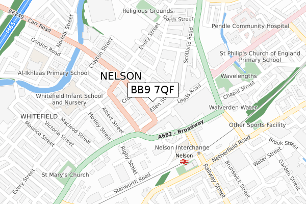 BB9 7QF map - large scale - OS Open Zoomstack (Ordnance Survey)