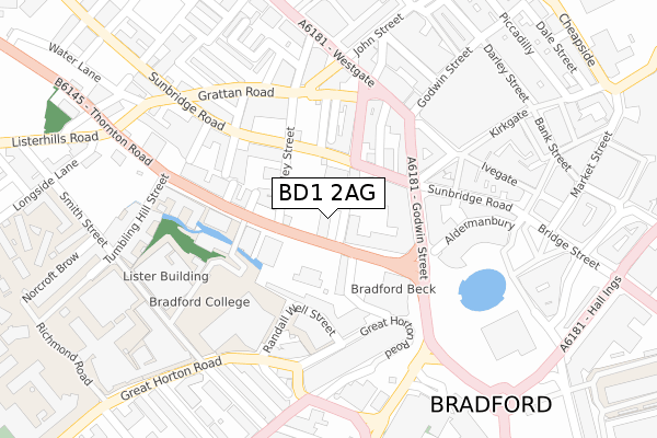 BD1 2AG map - large scale - OS Open Zoomstack (Ordnance Survey)