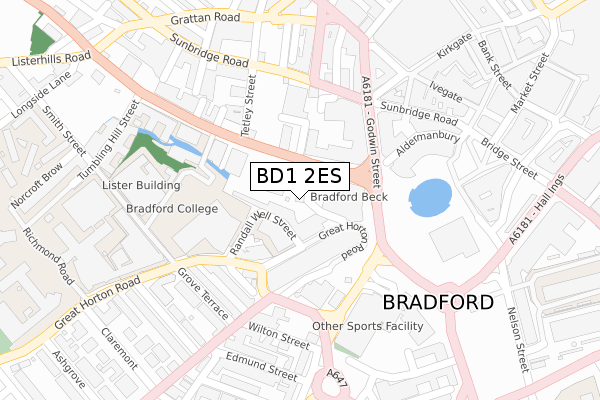 BD1 2ES map - large scale - OS Open Zoomstack (Ordnance Survey)