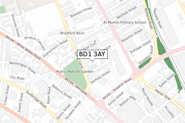 BD1 3AY map - large scale - OS Open Zoomstack (Ordnance Survey)