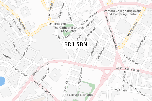 BD1 5BN map - large scale - OS Open Zoomstack (Ordnance Survey)